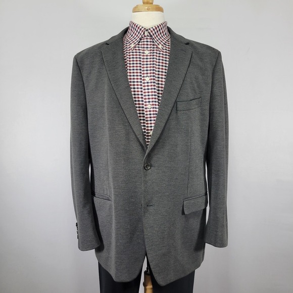 Chaps Men's Sport Coat Blazer Two‎ Button Charcoal Gray Polyester Blend Sz 48L